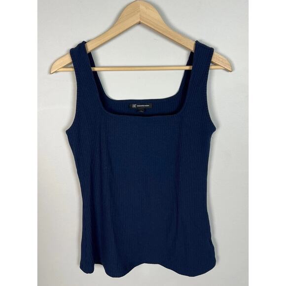 INC International Concepts Ribbed Blue Tank Top Size Large Square Neck Women’s - Picture 1 of 3